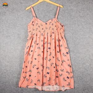Torrid Mini Dress Pink Butterfly Print Sleeveless Pockets Casual Women's Size 1